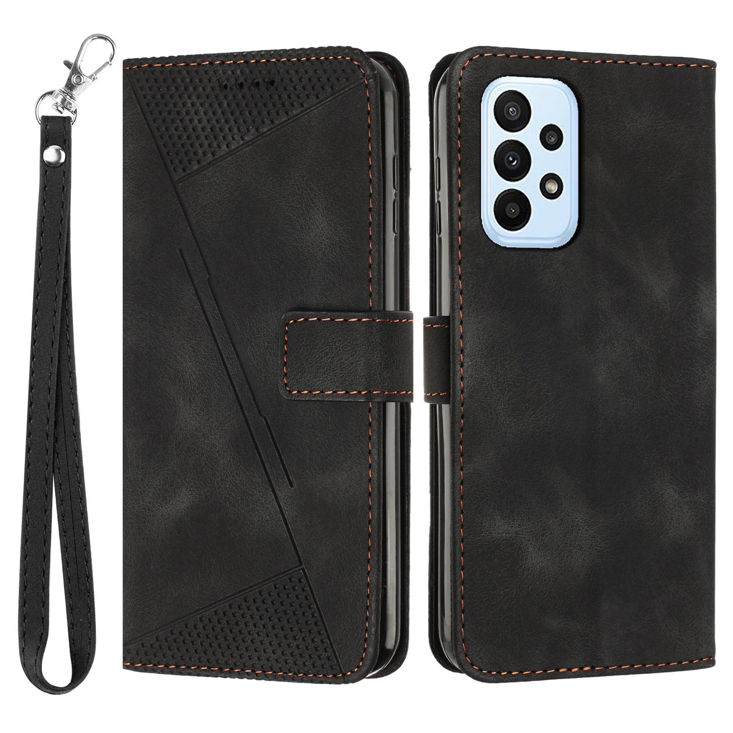 Leather Wallet Cover for Samsung Galaxy A33 5G Triangle Imprint Anti-drop Stand Phone Case with Strap Leather Wallet Cover for Samsung Galaxy A33 5G Triangle Imprint Anti-drop Stand Phone Case with Strap